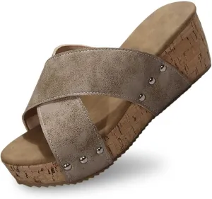 Wedge Sandals for Women Summer Beach Platform Sandals Casual Platform Slides Sandals Open Toe Dressy Wedges Shoes
