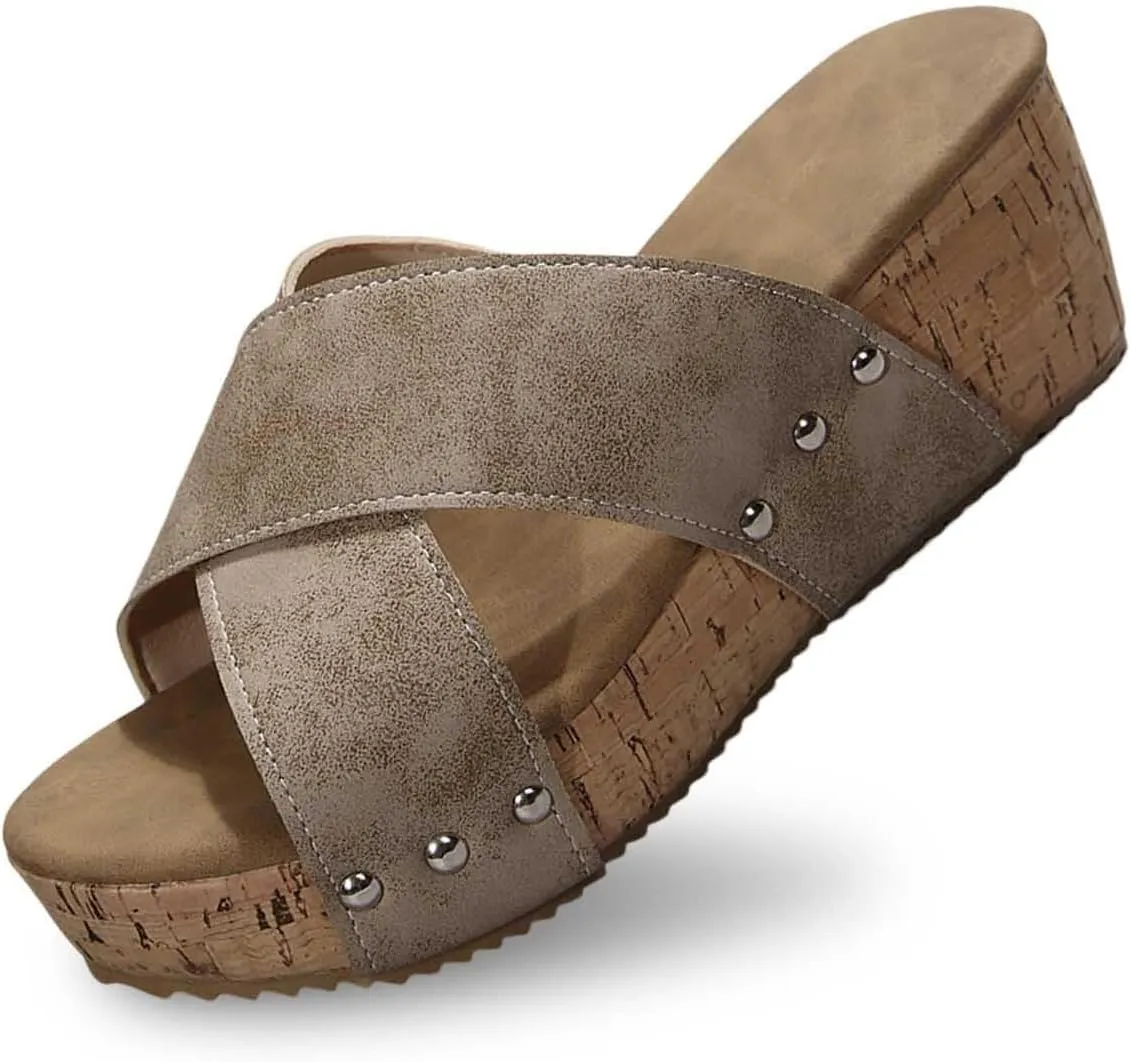 Wedge Sandals for Women Summer Beach Platform Sandals Casual Platform Slides Sandals Open Toe Dressy Wedges Shoes