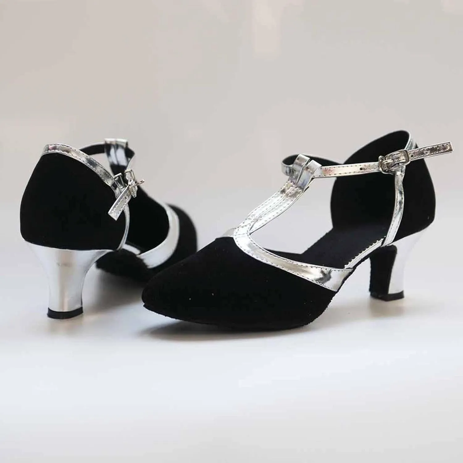 Women's Professional Latin Dance Shoes Satin Sequins Pointed Toe Closed Toe Ballroom Wedding Dancing Shoes Tacones De Mujer Elegantes