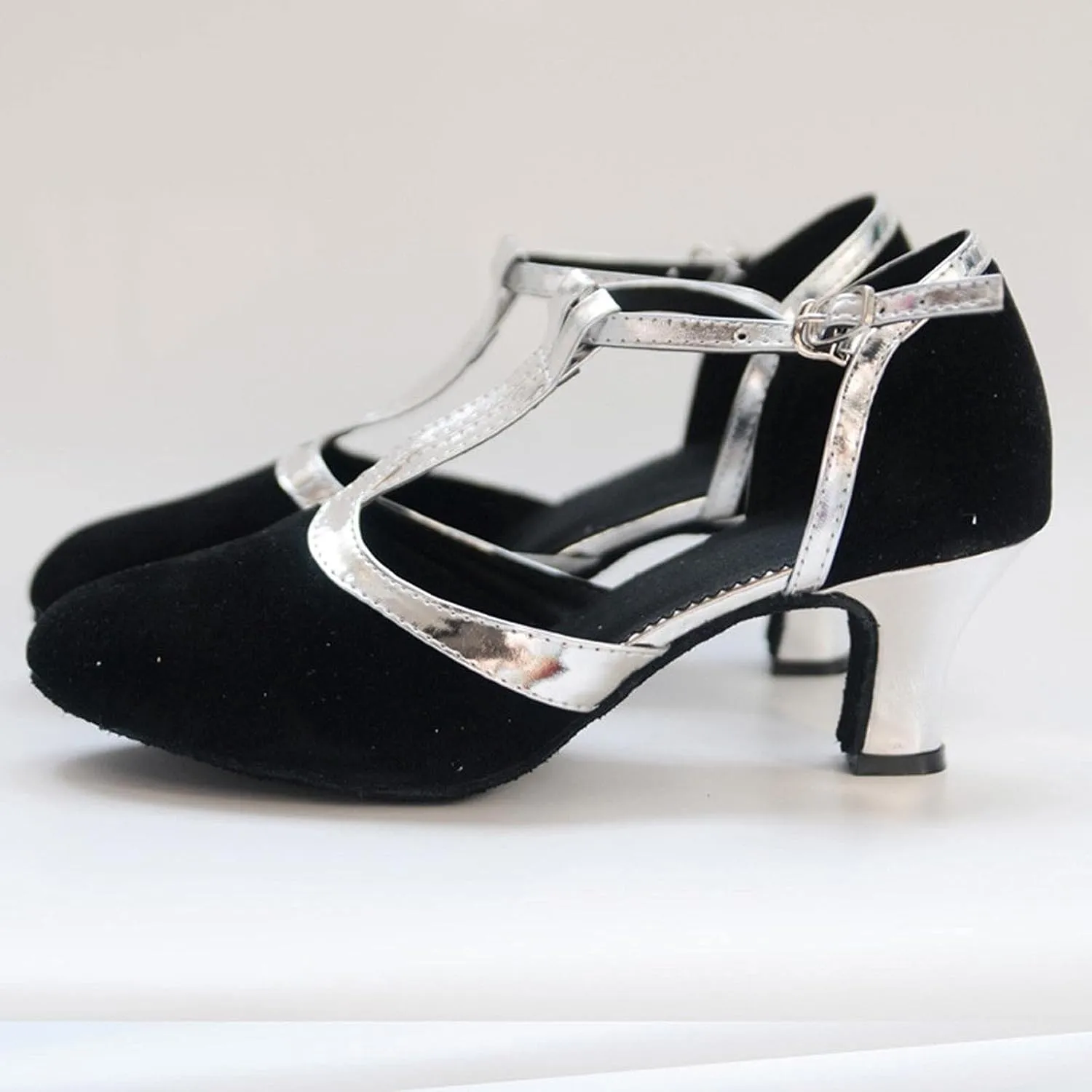 Women's Professional Latin Dance Shoes Satin Sequins Pointed Toe Closed Toe Ballroom Wedding Dancing Shoes Tacones De Mujer Elegantes