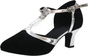 Women's Professional Latin Dance Shoes Satin Sequins Pointed Toe Closed Toe Ballroom Wedding Dancing Shoes Tacones De Mujer Elegantes
