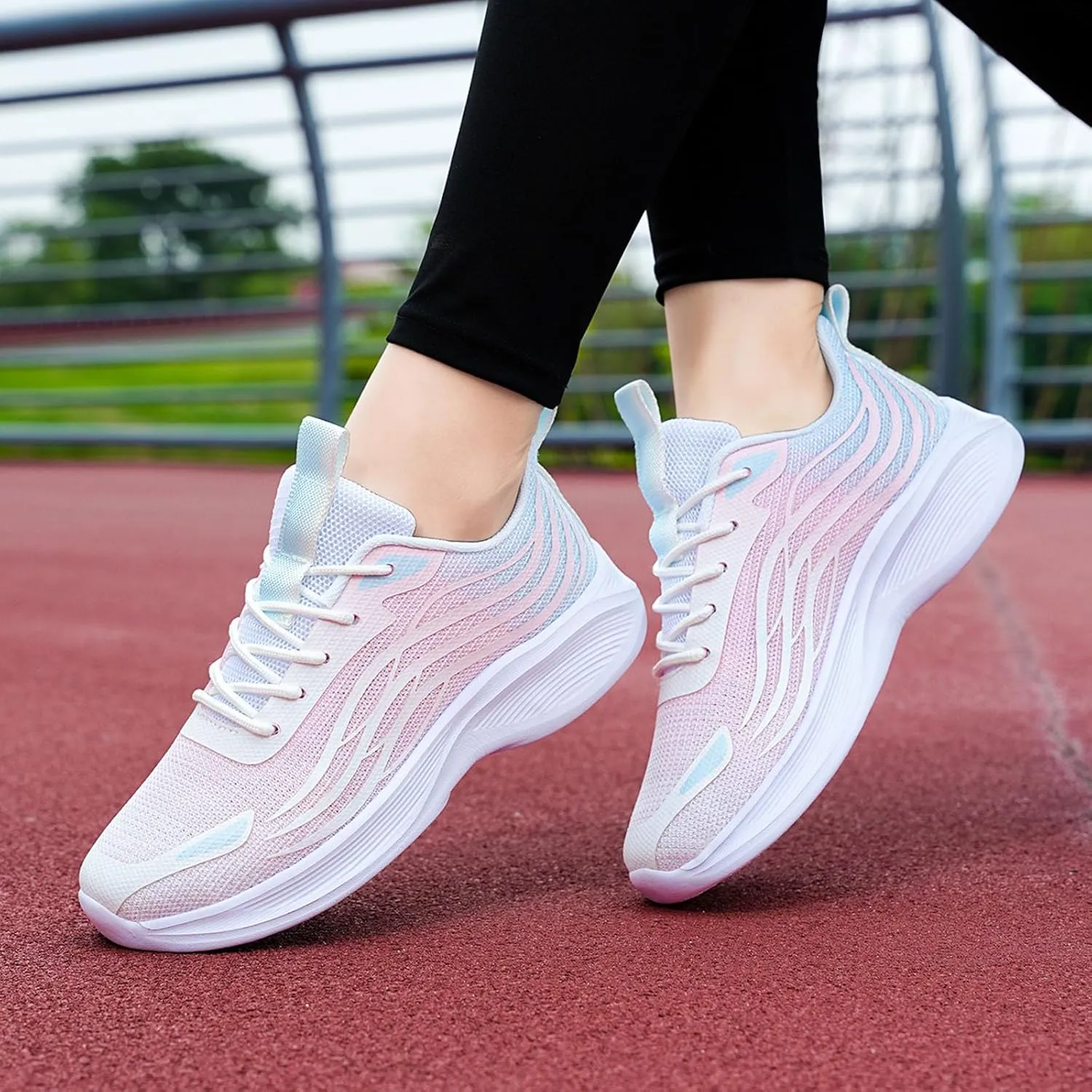 Womens Walking Shoes Slip on Dressy Knitted Non Slip Arch Support Running Shoes Breathable Gym Workout Shoes Lightweight Fashion Sneakers
