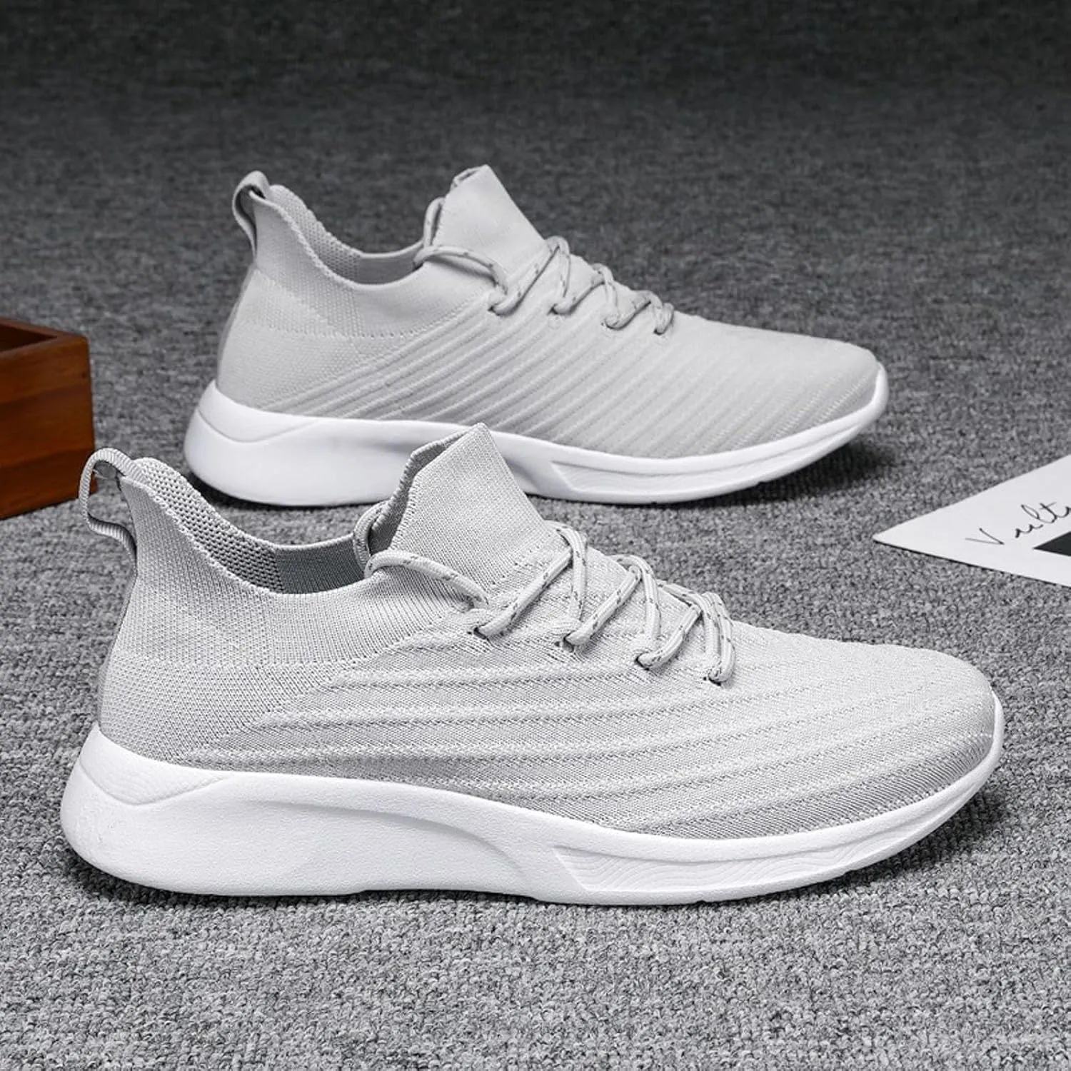 Workout Athletic Sport Shoes for Men Breathable Casual Comfortable Walking Sneaker Casual Elderly Lace Up Shoes