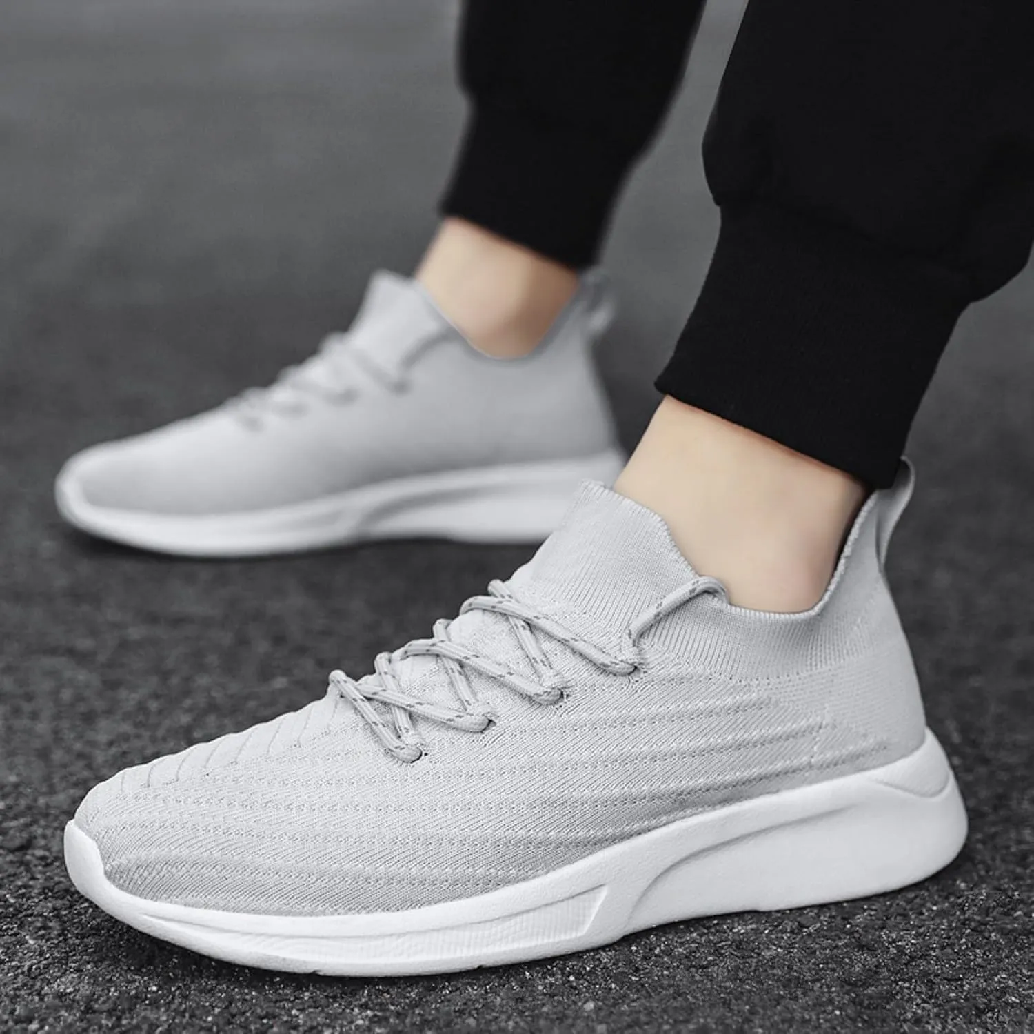 Workout Athletic Sport Shoes for Men Breathable Casual Comfortable Walking Sneaker Casual Elderly Lace Up Shoes