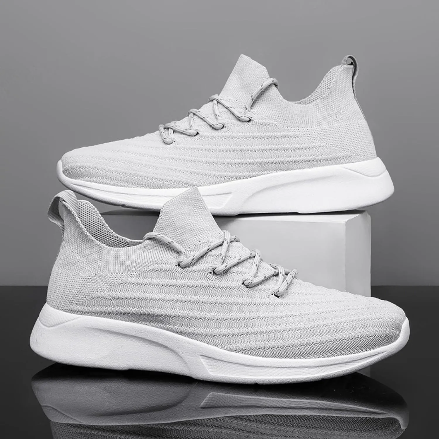 Workout Athletic Sport Shoes for Men Breathable Casual Comfortable Walking Sneaker Casual Elderly Lace Up Shoes